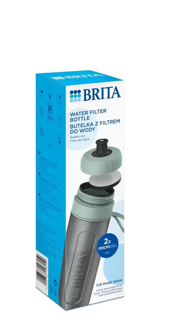 Brita Active Pastelgrøn - Flaske med filter 1 stk.