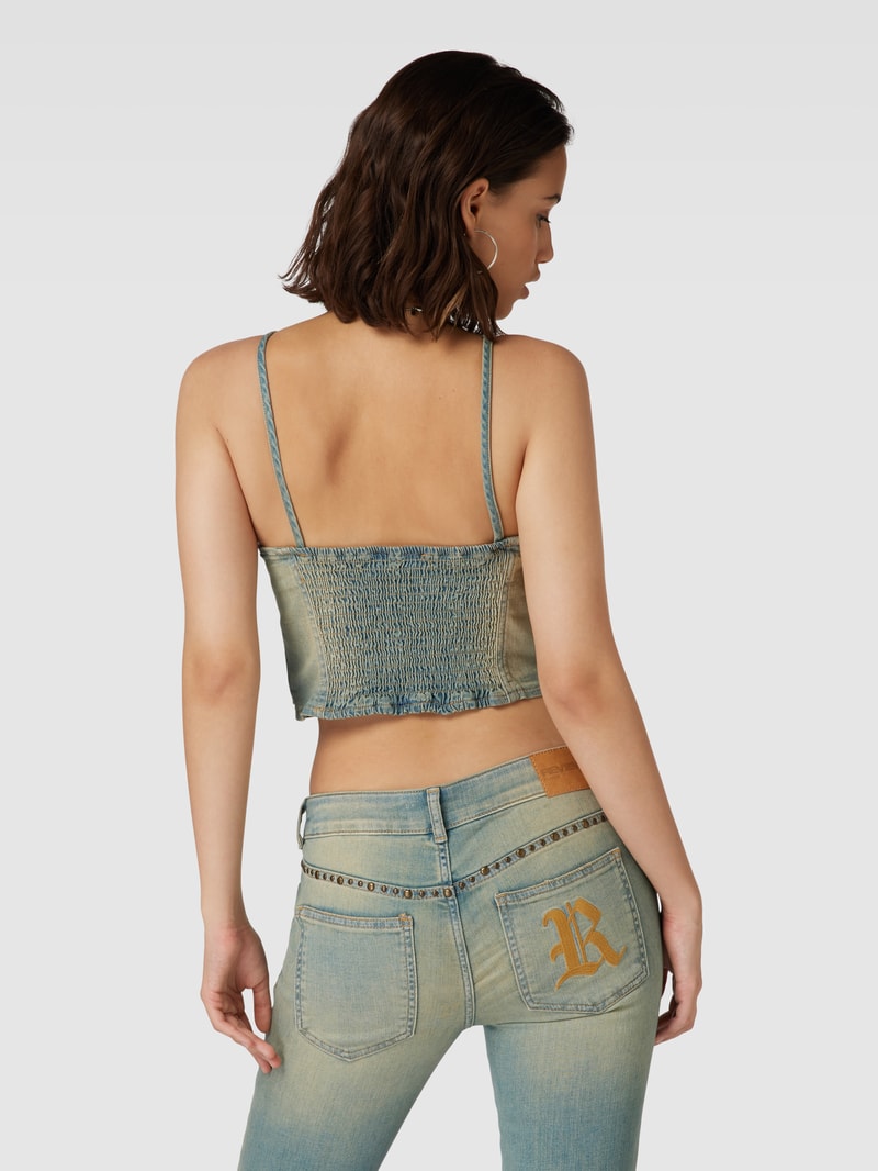 Cropped Trägertop in Denim-Optik in petrol