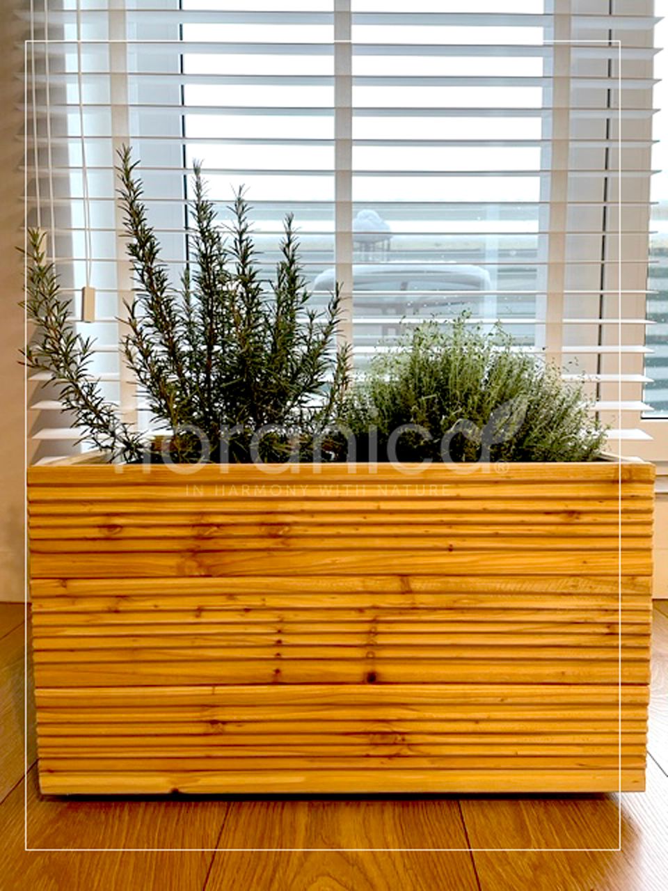 Pemicont Floranica Blumentopf aus Holz Kasten 50cm x 335cm x 285cm Natural Imprägnierte Lärche Gehäuse für Kräuter Blumen Haus- und Gartendekoration Innen- und Außenbereich EU-Produkt
