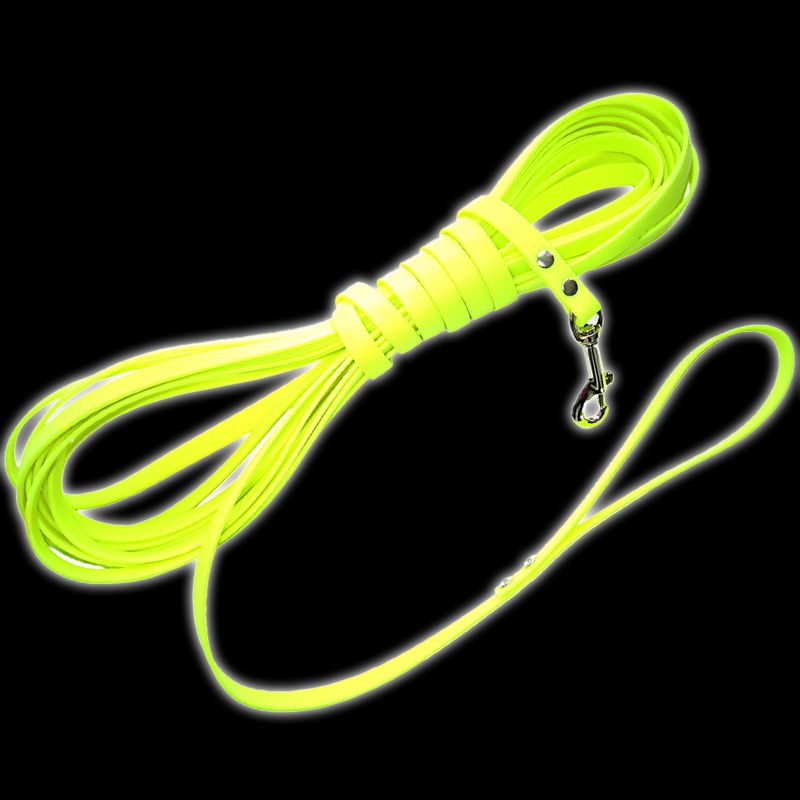 Sparset Heim Biothane Suchleine - neon-gelb + Hundekotbeutel