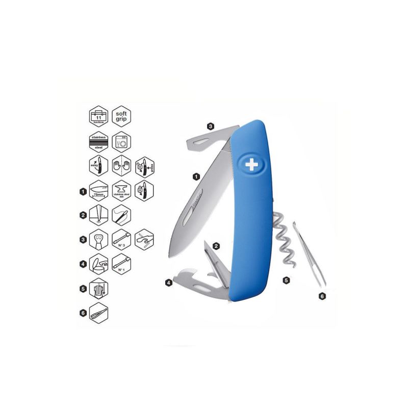 Swiza D03 AllMatt Blue, Schweizer Taschenmesser made in Swiss