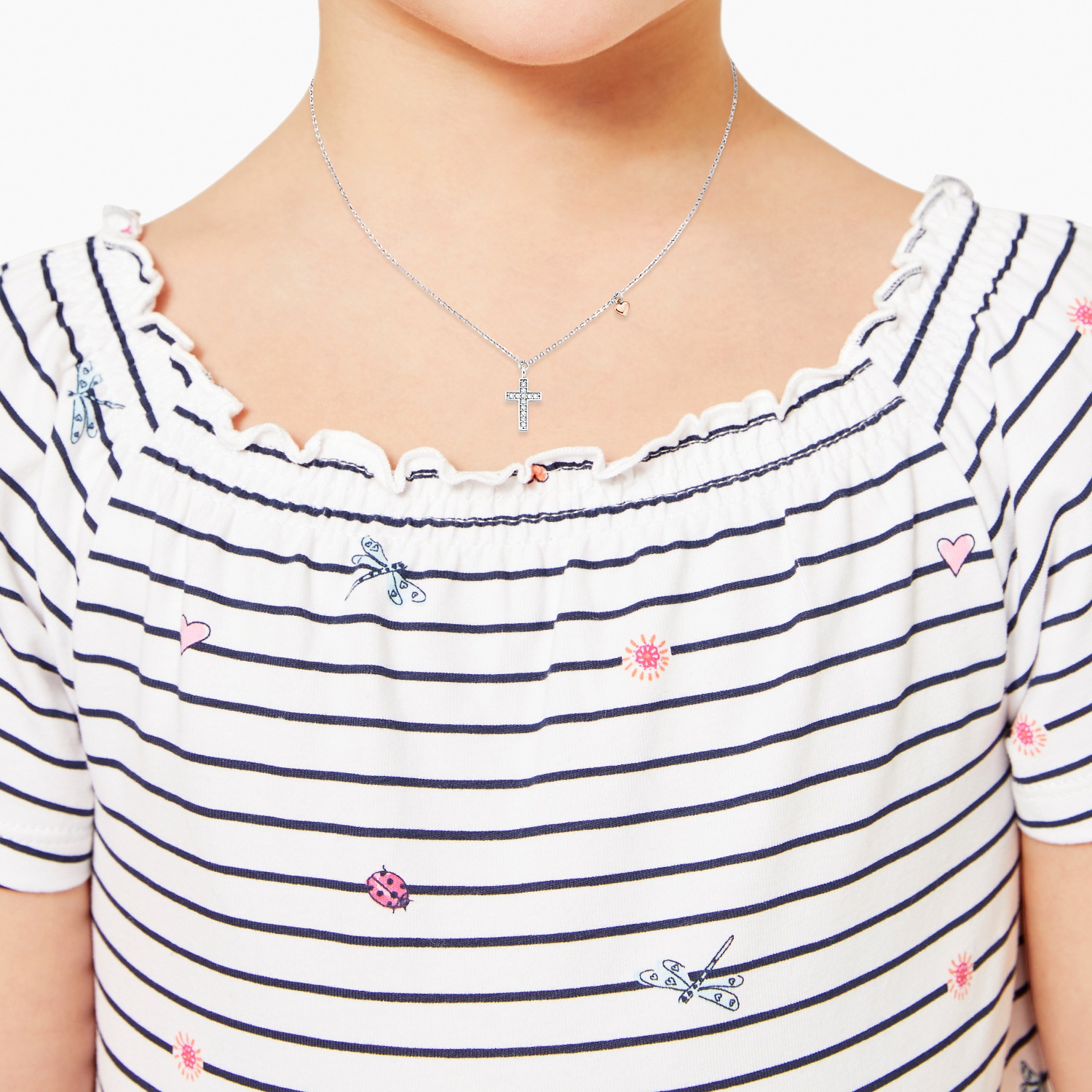 Kette mit Anhänger für Mädchen. 925 Sterling Silber. Zirkonia synth. | Kreuz
