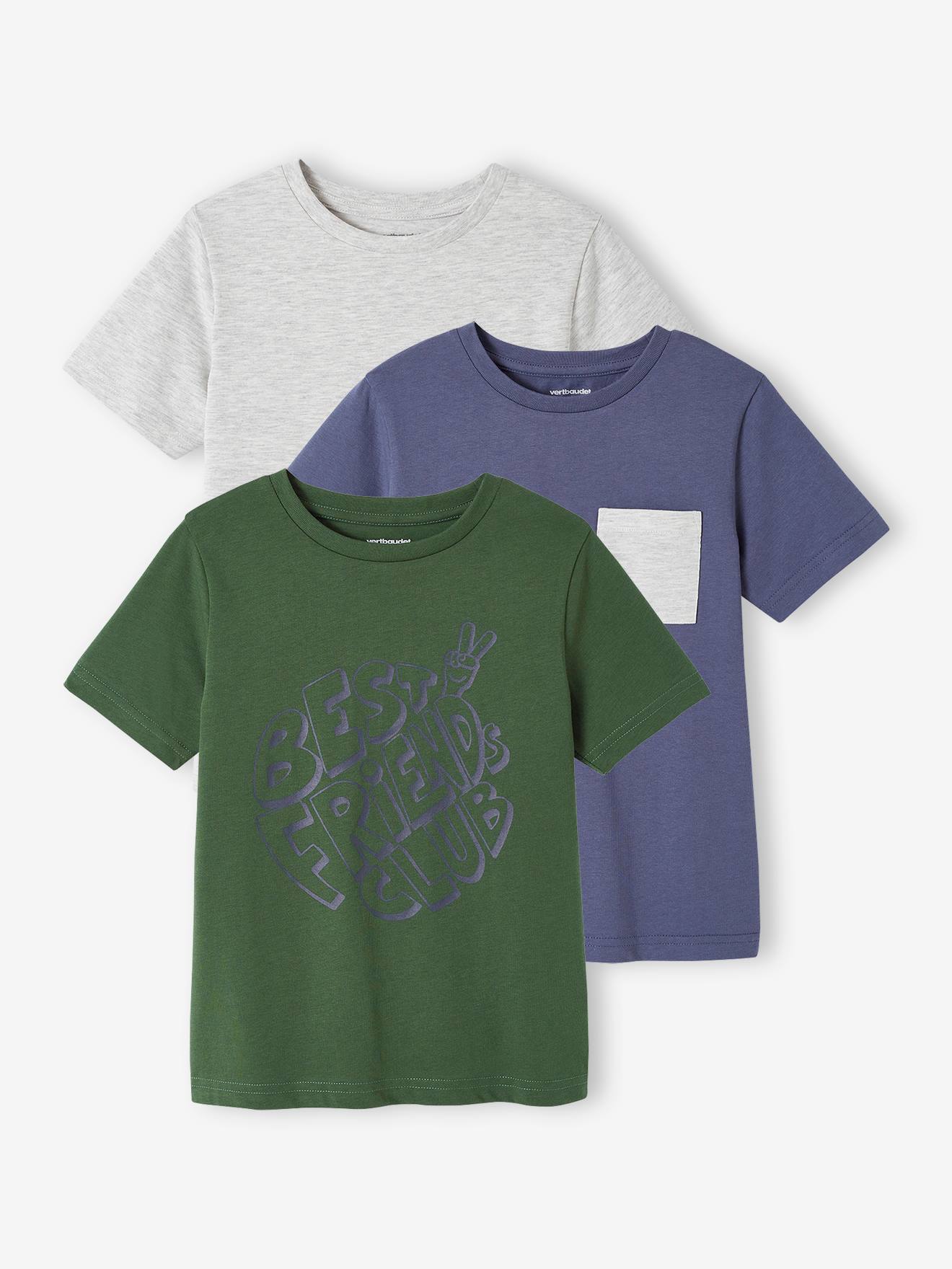 Lot de 3 T-shirts Basics garçon manches courtes lot mastic