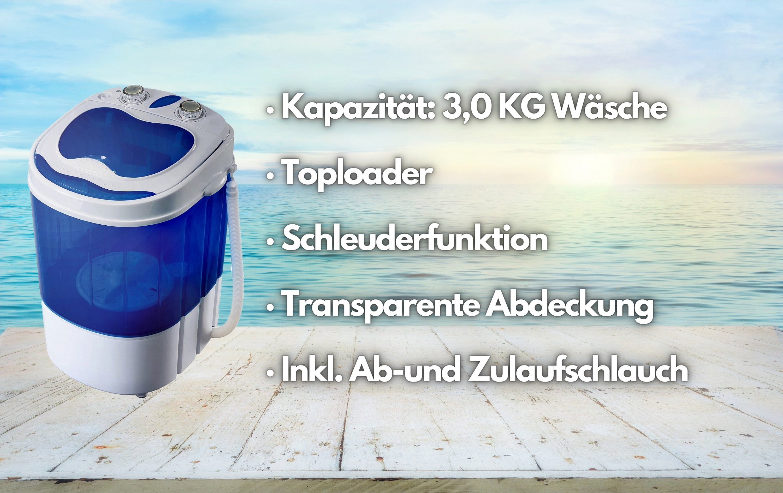 STEINBORG Wäscheschleuder SB-4001, 3 kg, Mini Waschmaschine, Camping, Toploader, 3 KG Kapazität, mit Schleuderfunktion, 150 Watt