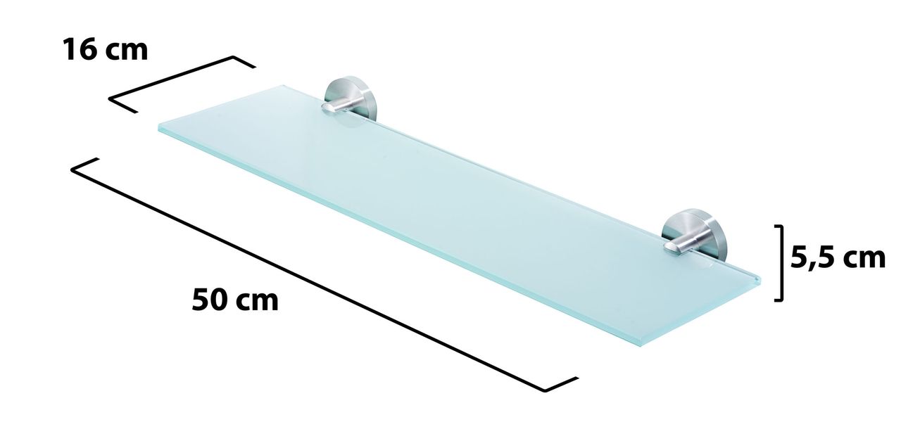 Weles AMARE Luxus Regal Glasablage Edelstahl/Glas, 50 x 16 x 5,5 cm