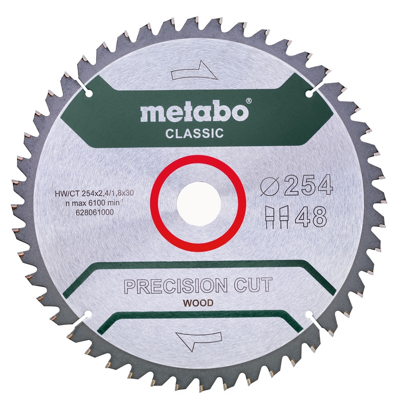 Metabo Zubehör 628061000 Kreissägeblatt HW/CT 254 x 30, 48 Zähne, Klassisch