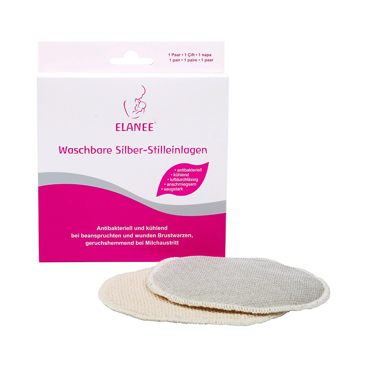2er-Pack Stilleinlagen mit Silber, waschbar