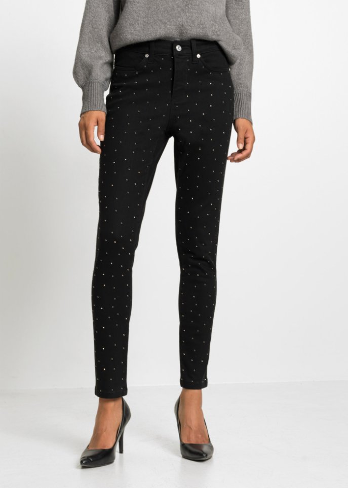 Stretch-Jeans mit Strassapplikation
