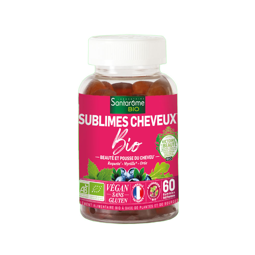 Santarome Bio Sublimes Cheveux Bio (60 gummies) Complément Alimentaire Cheveux