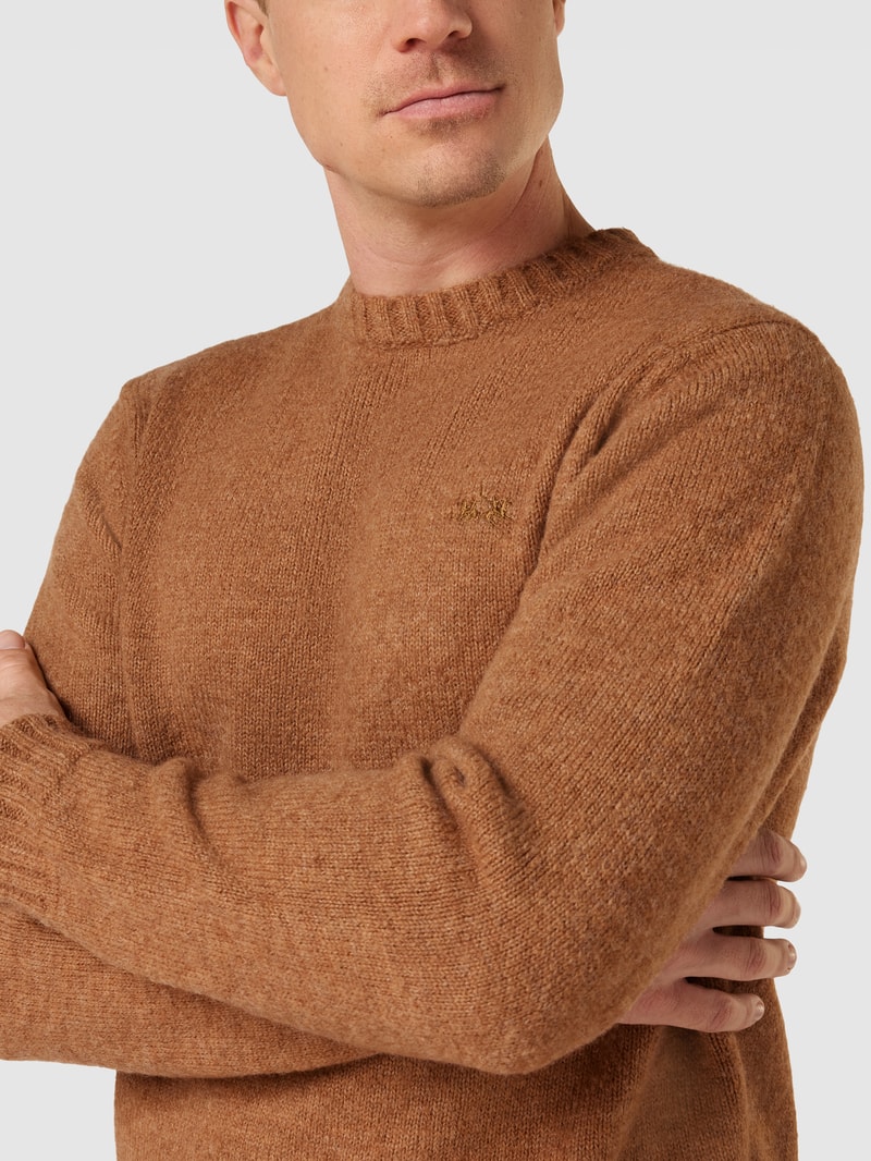 Strickpullover mit gerippten Abschlüssen in haselnuss braun