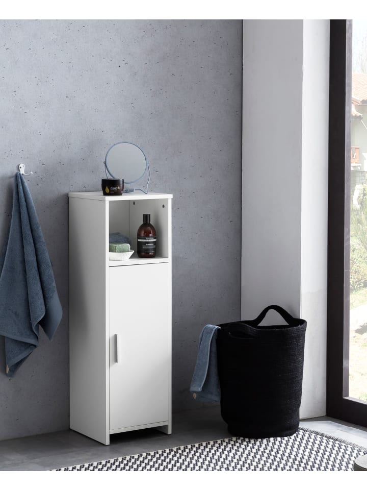 KADIMA DESIGN Badschrank 30 x 95,5 x 30 cm weiß Holz mit Tür und Ablagefach, günstig kaufen onesize