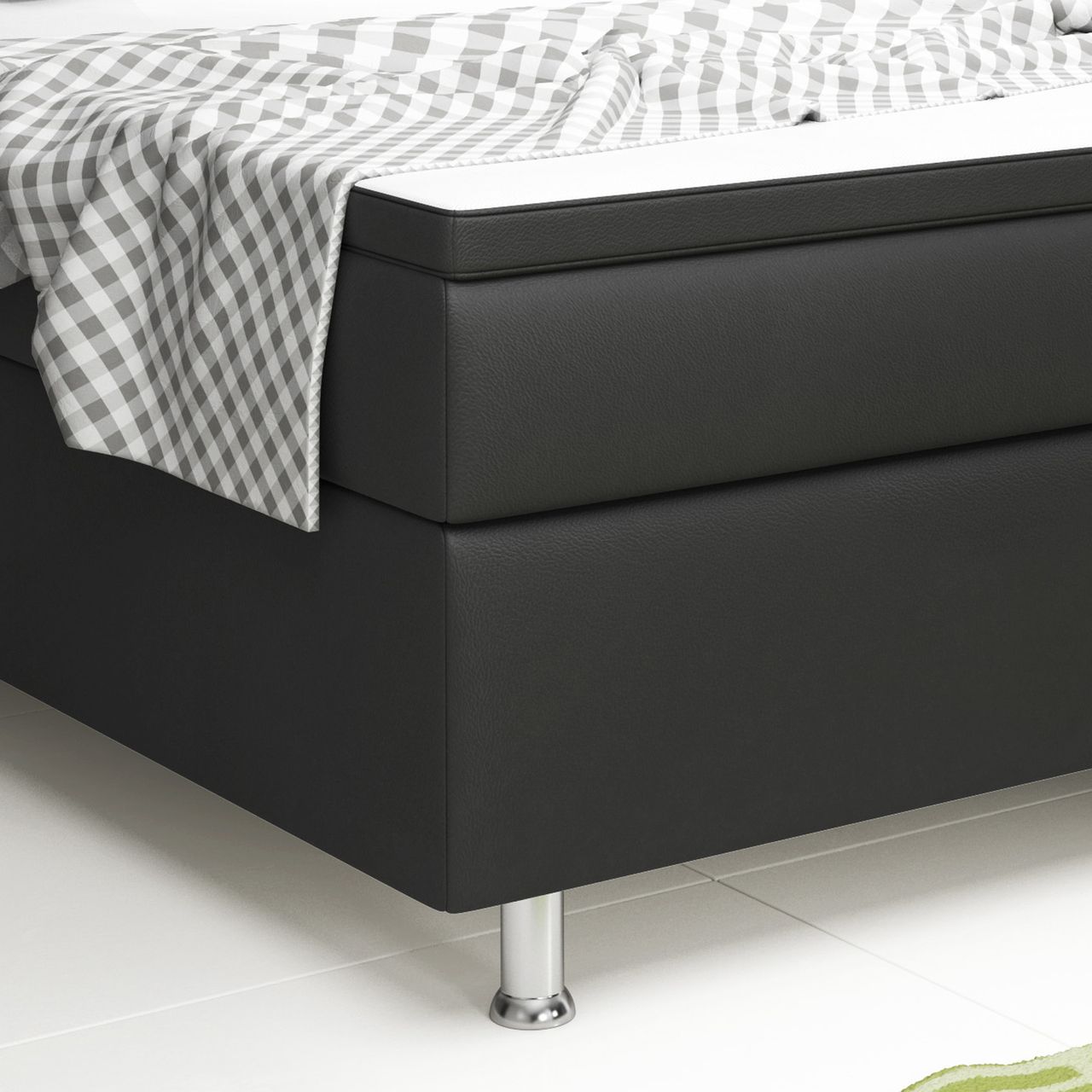 IHG Boxspringbett NIZZA 180x200 cm Kunstleder Schwarz