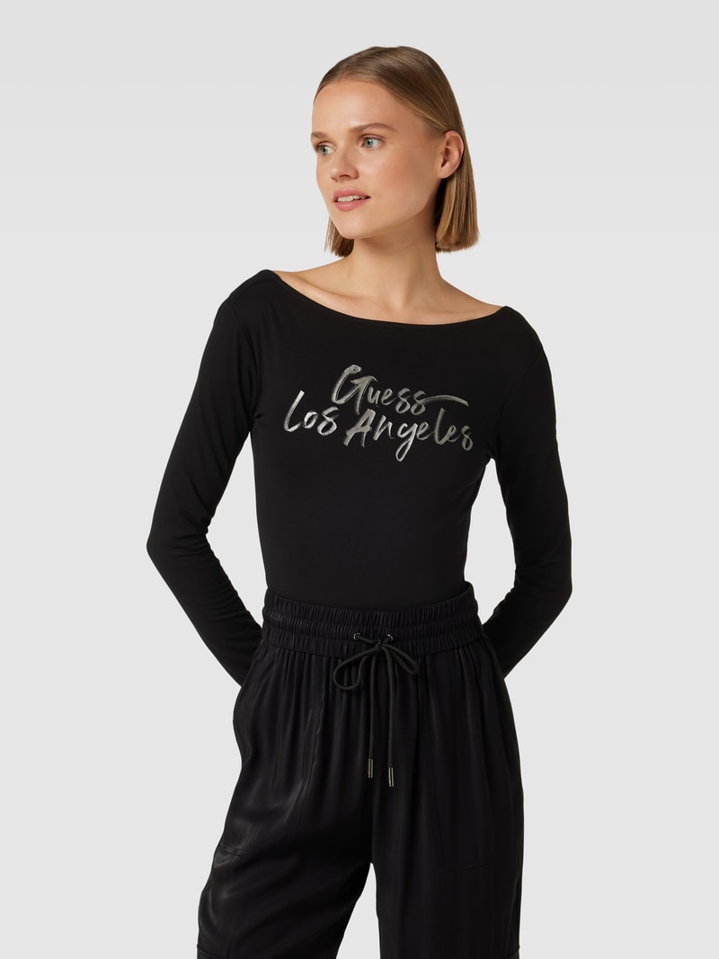 Body mit Label-Print Modell 'HEVELINA' in schwarz