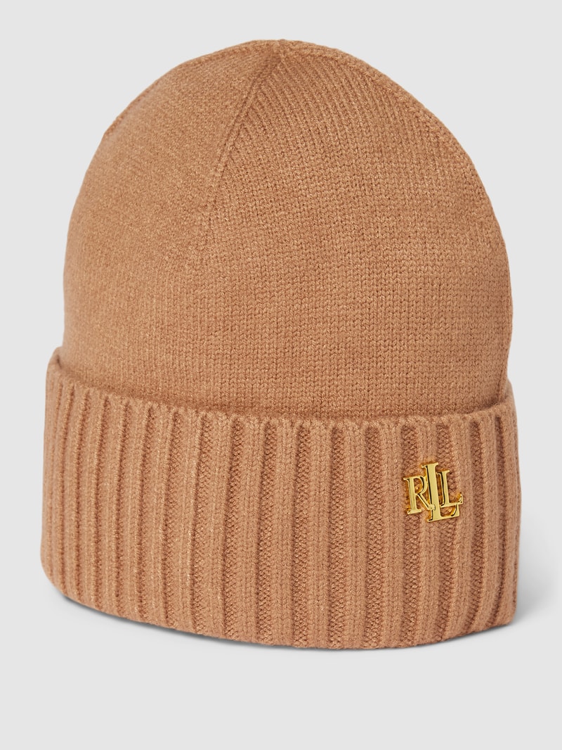 Beanie mit Label-Detail in camel