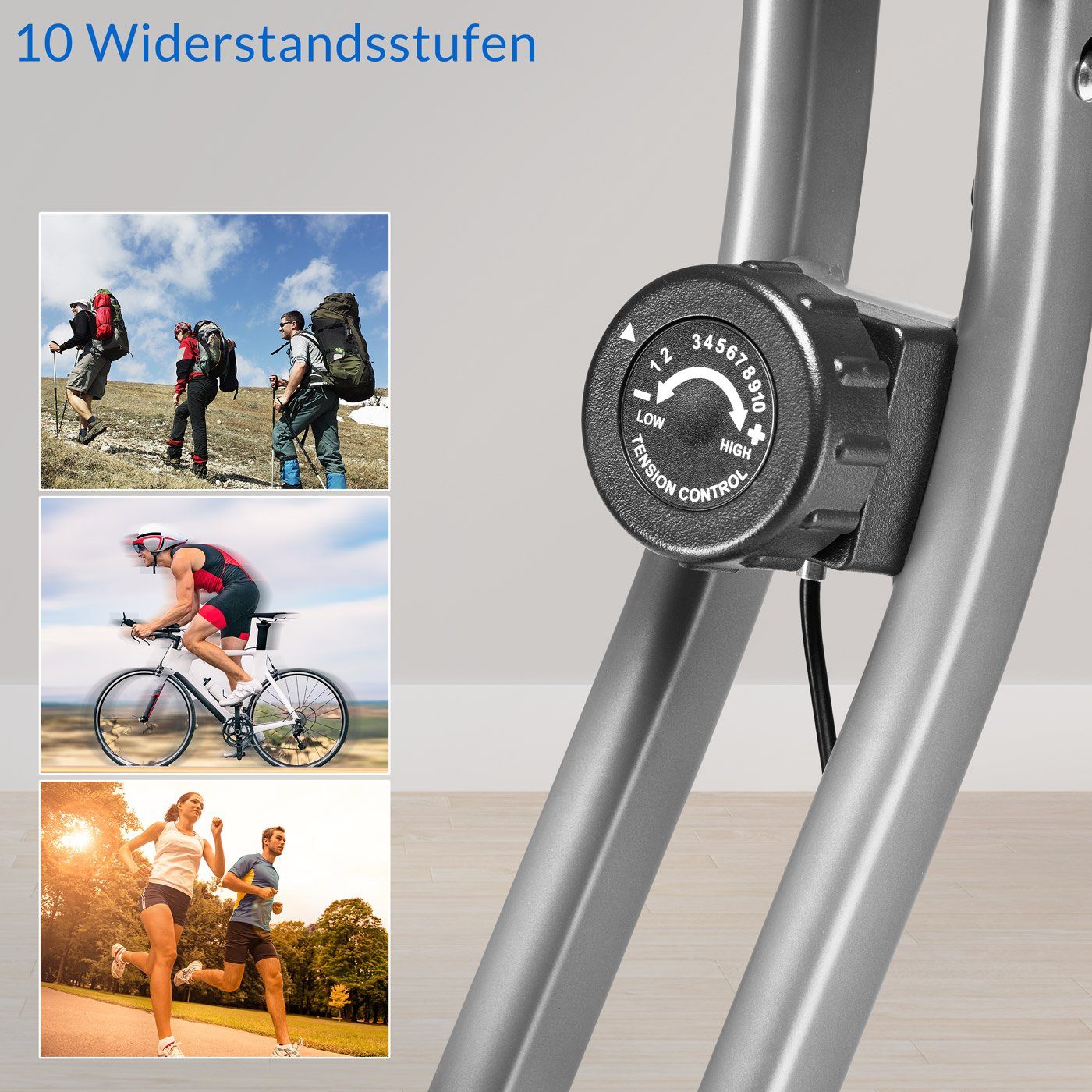 Sportana Heimtrainer Fitnessbike, Heimtrainer Eagle 2 klappbar 10 Stufen 7 Sitzhöhen LCD Display 2