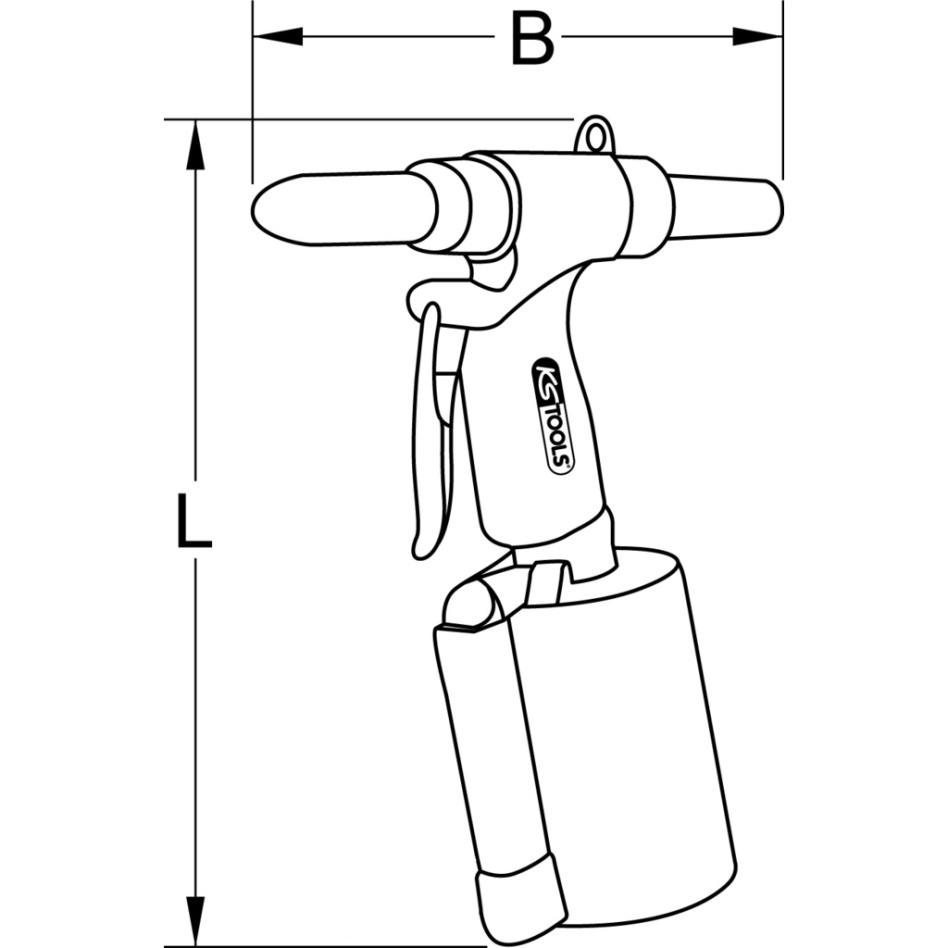 KS Tools 515.3102 Instrument pneumatic pentru înțeparea cuielor oarbe, 2,4-3,2-4-4,8 mm