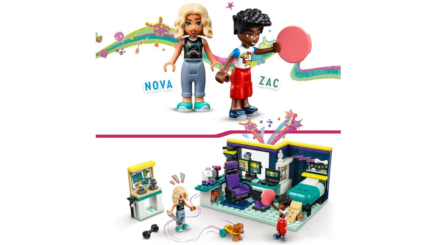 LEGO Friends 41755 Novas Zimmer Mini-Puppen Schlafzimmer Spielzeug