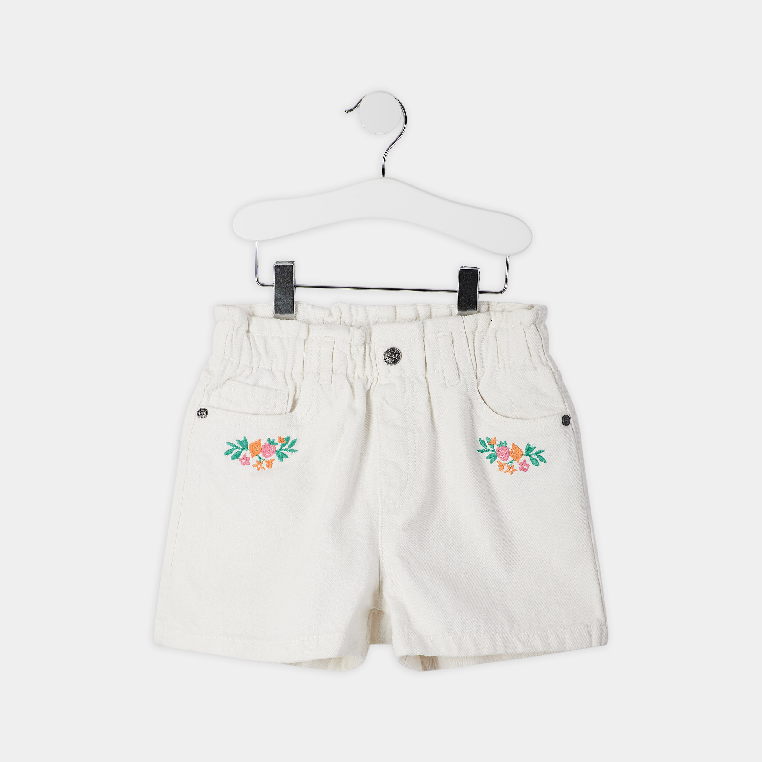 Short ample brodé ecru fille | La Halle