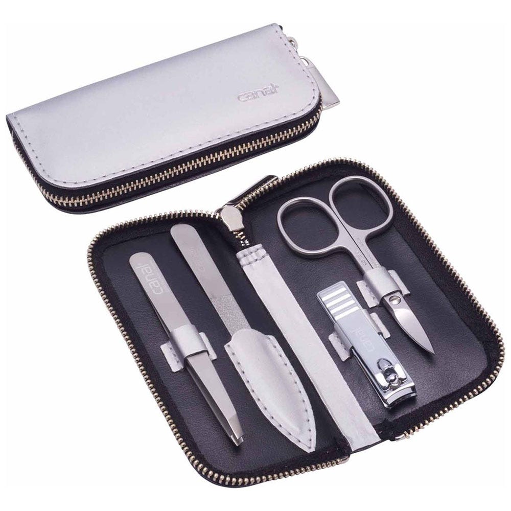 Reißverschluss-Etui (vegan) grau, 4-teilig