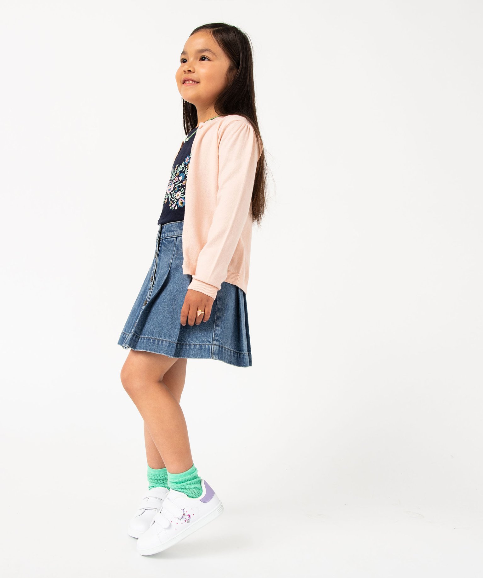 Jupe en jean plissée fille stone | GEMO