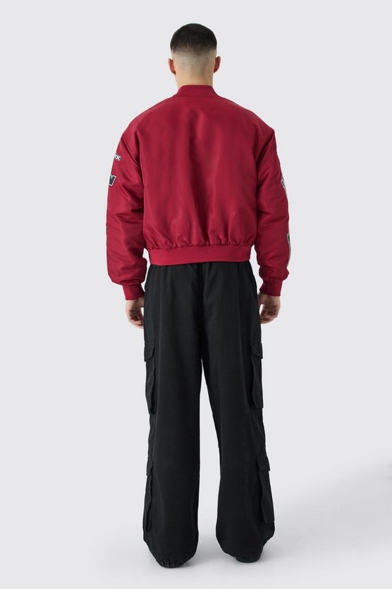 Kastige hochglänzende Nylon Moto-Bomberjacke