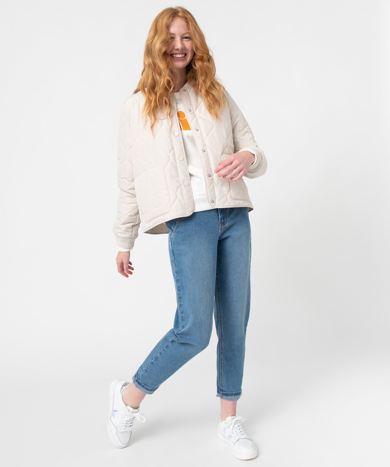 Blouson femme finement matelassé ecru | GEMO