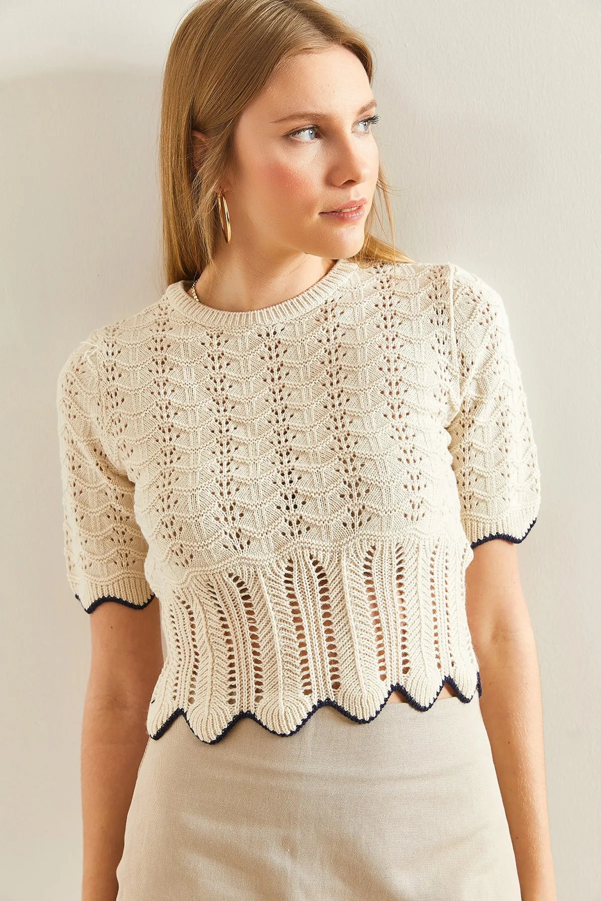 Bianco Lucci  Gemusterte Strickbluse für Damen