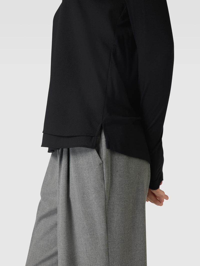 Bluse mit Tunikakragen in schwarz