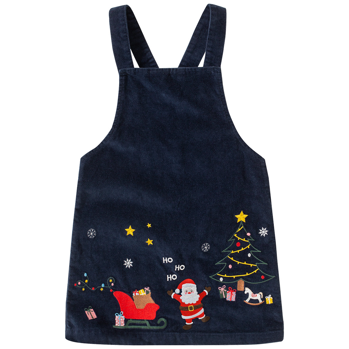 Mädchen Weihnachtskleid und Langarmshirt dunkelblau / weiss