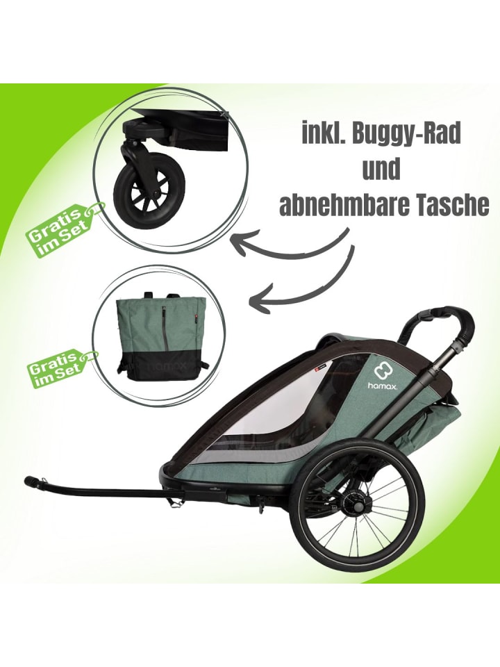 Hamax Hamax Cocoon Kinderfahrradanhänger für 1 Kind - Farbe: Grün / Schwarz günstig kaufen