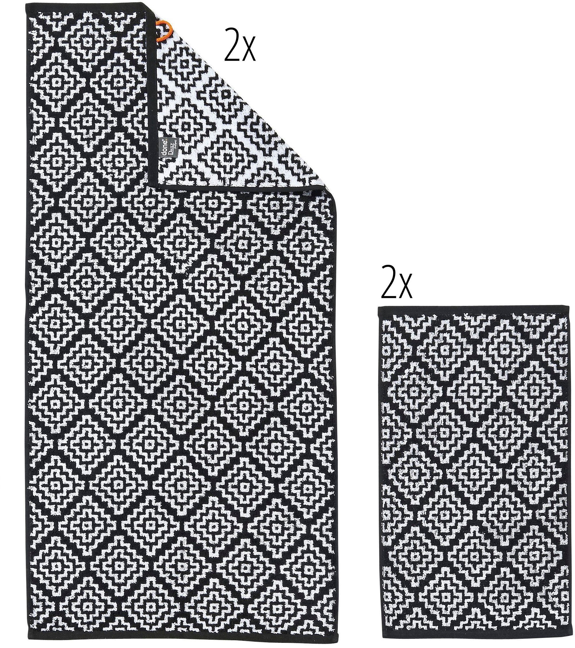 done.® Handtuch Set Daily Shapes Boho, Jacquard-Walkfrottier, (Set, 4-tlg), 2x Gästehandtücher & 2x Handtücher, Jacquard, modernes Rautenmuster