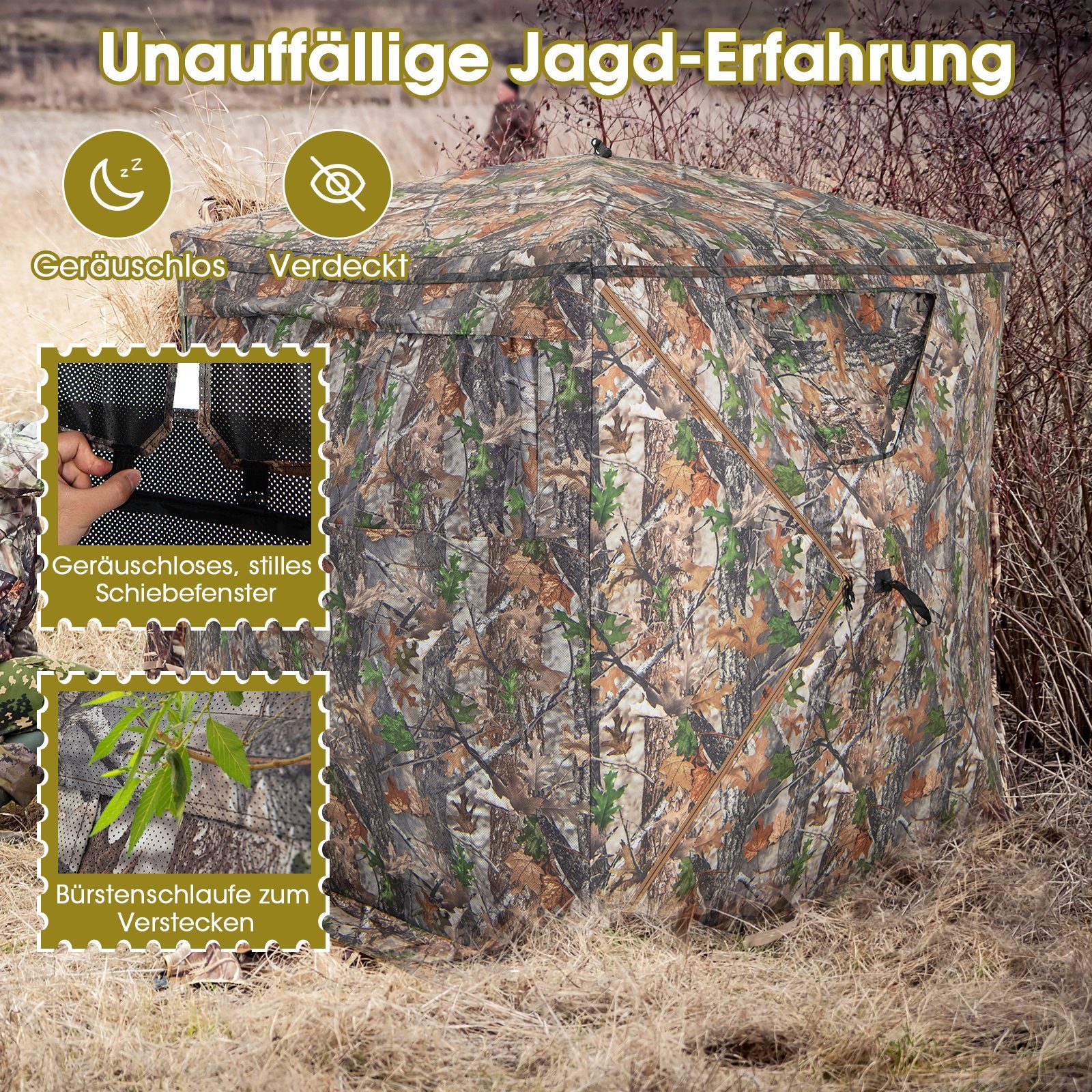 COSTWAY Angelzelt Pop Up Zelt, Personen: 3, für 2–3 Personen, Camouflage