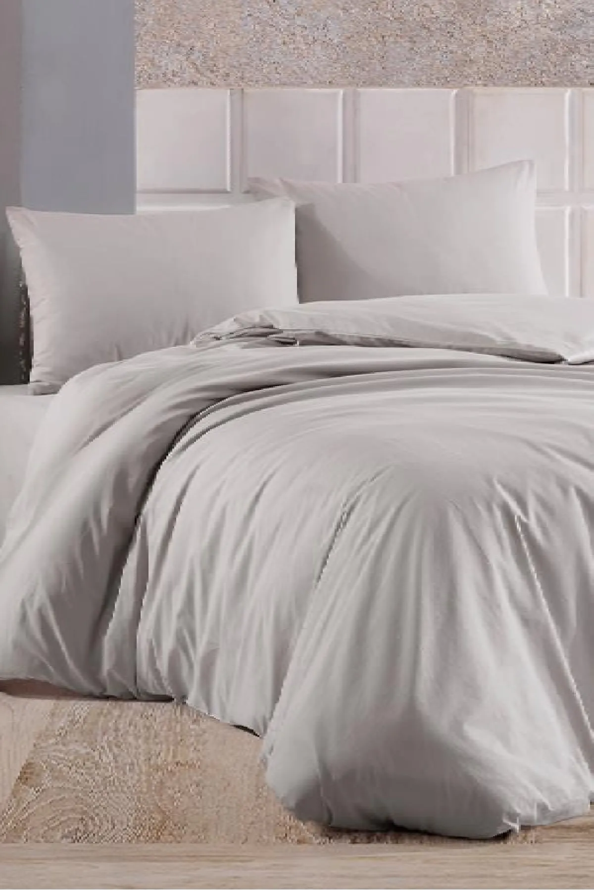 Çeyiz Diyarı  3-teiliges Bettbezug-Set aus 100 % Baumwollsatin, Grau