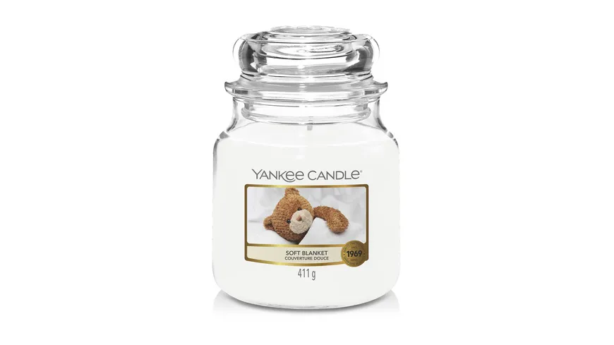 Yankee Candle Mittelgroße Kerze im Glas Soft Blanket weiß