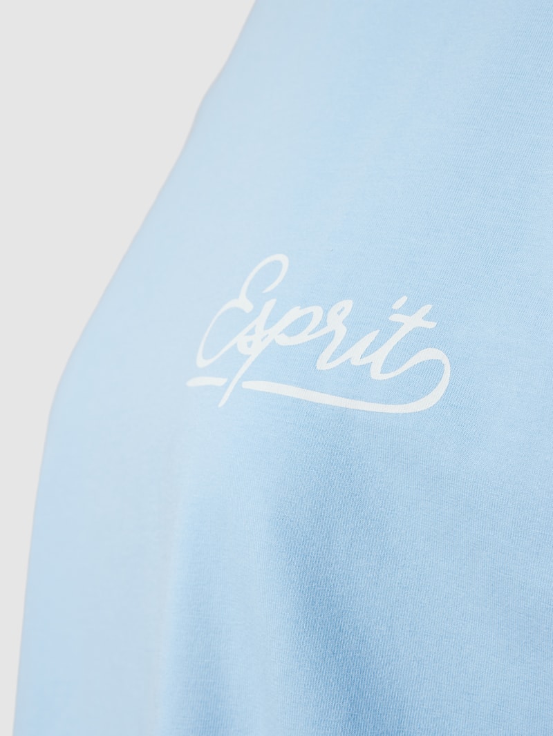 Pyjama-Oberteil mit Label-Print in hellblau