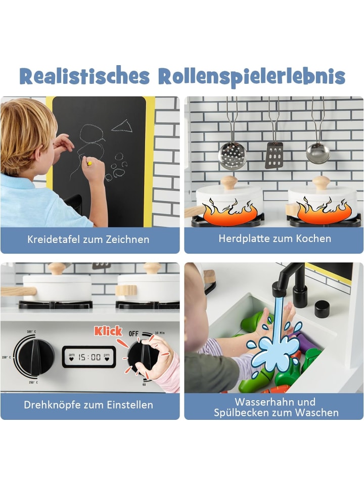 COSTWAY Spielküche ab 3 Jahre in Weiß günstig kaufen onesize