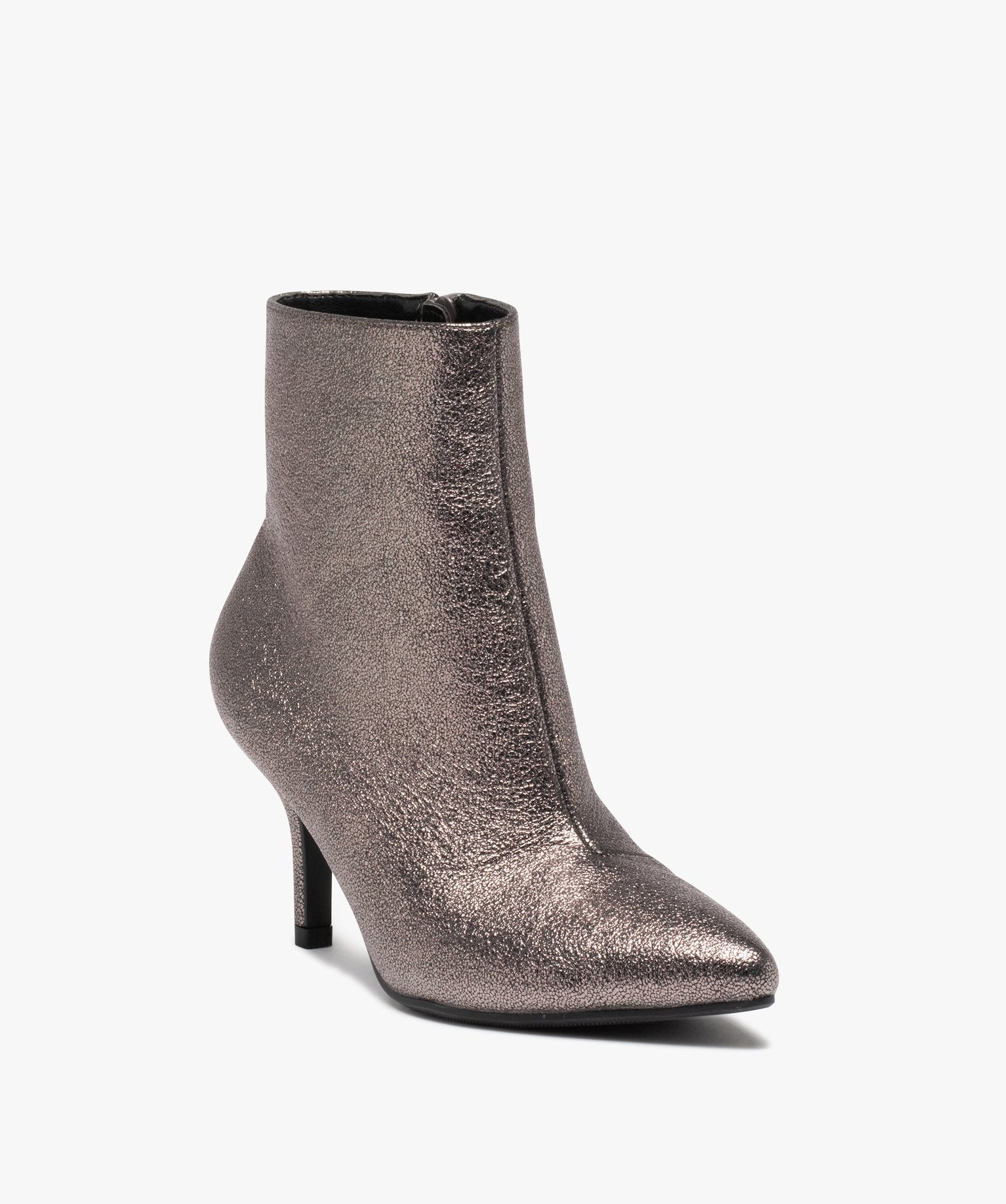 Boots femme à talon en matière métallisée metallise | GEMO