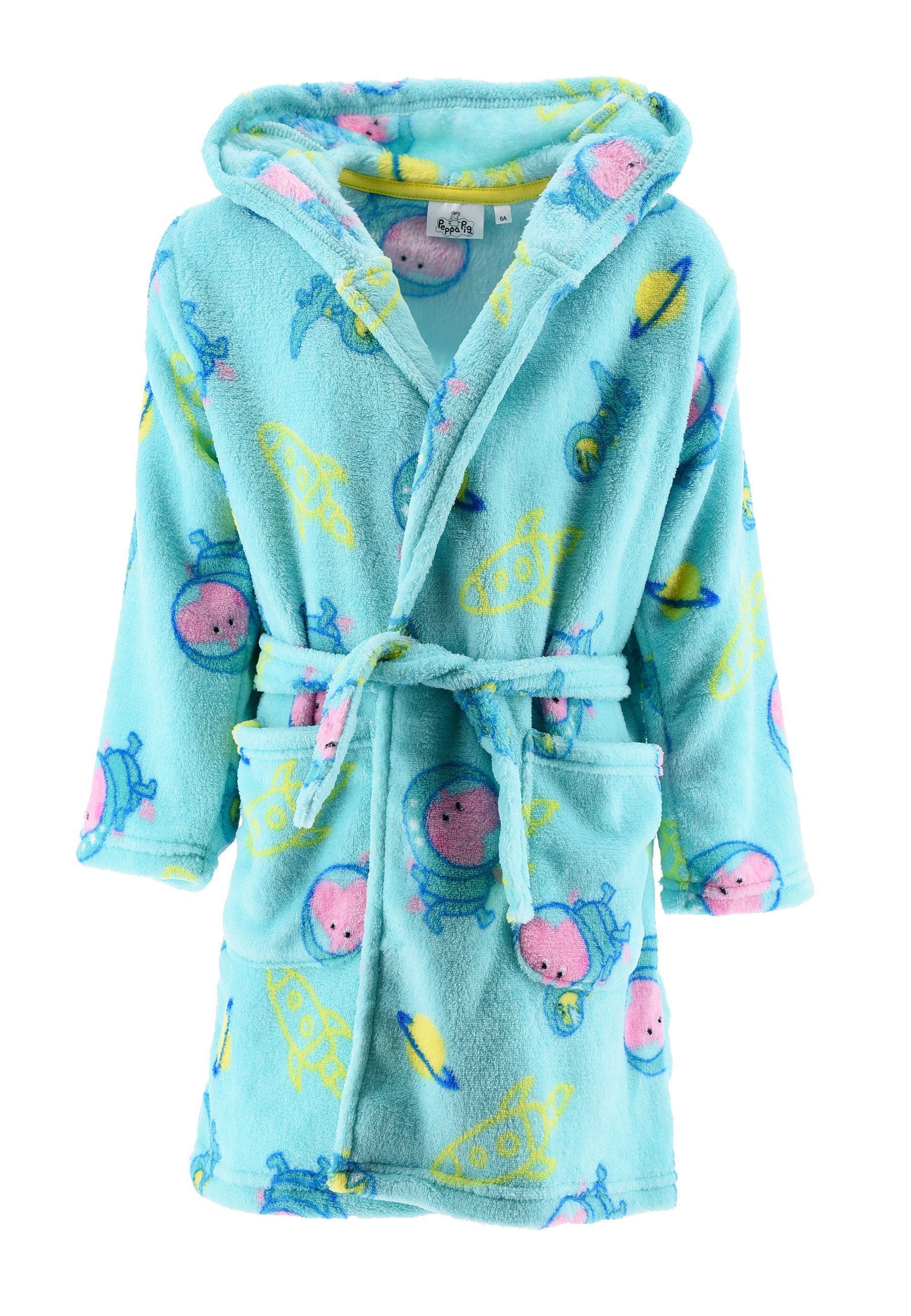 Peppa Pig Kinderbademantel Peppa Wutz George Jungen Kinder-Bademantel Morgenmantel mit Kapuze