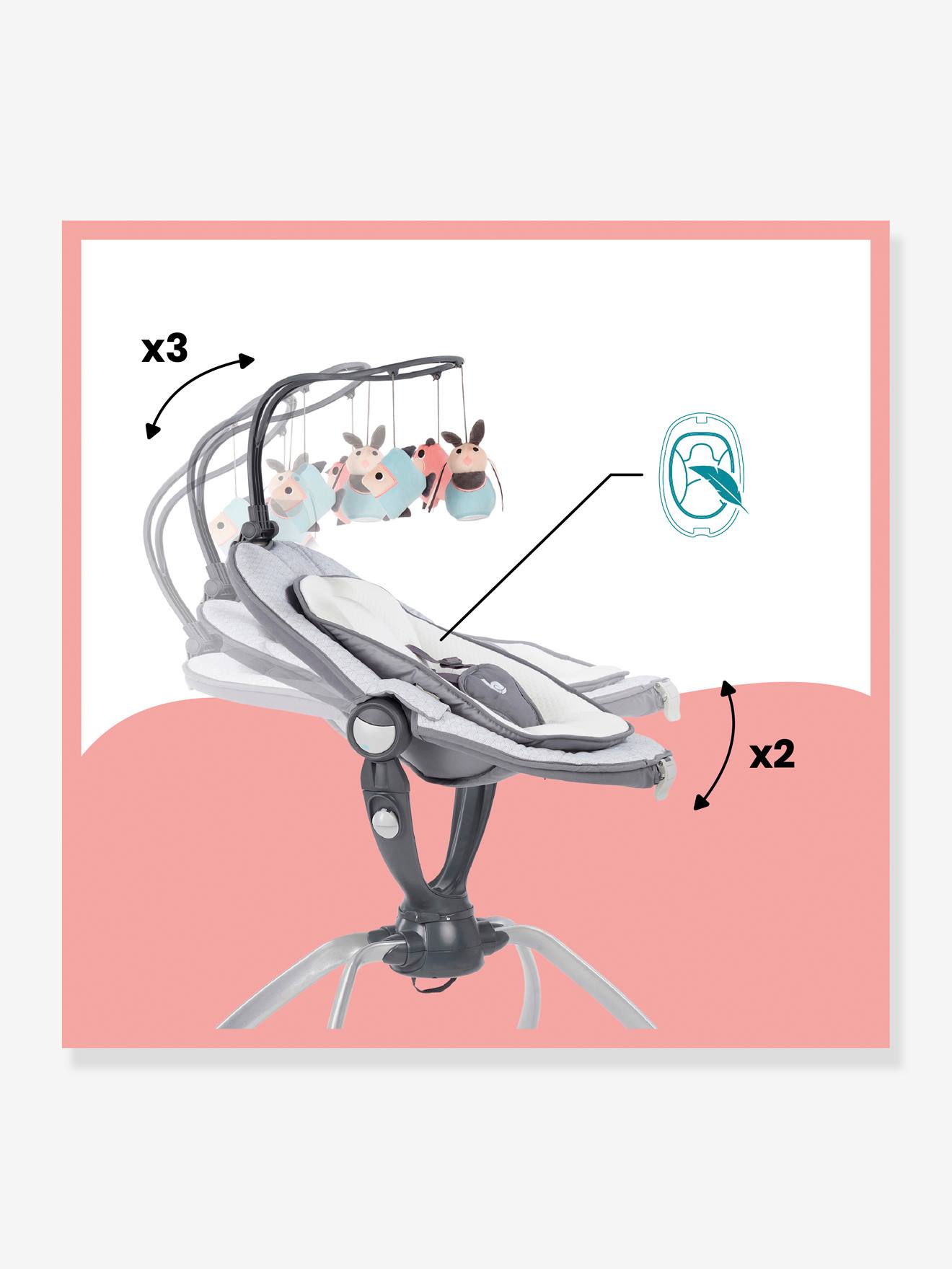 Babymoov Babywippe SWOON UP GRAPHIK mit Spielbogen BABYMOOV - grau/weiß
