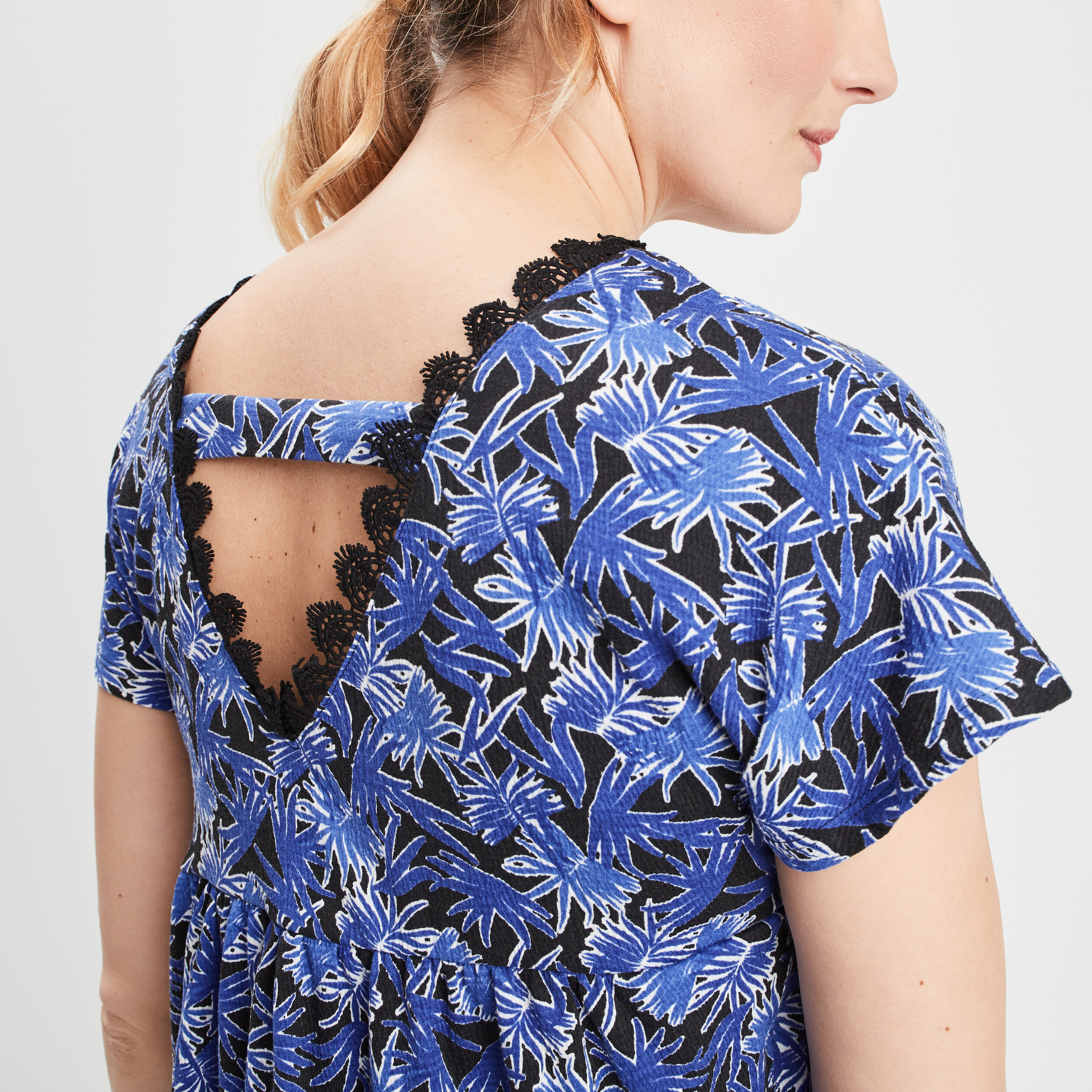 T-shirt manches courtes bleu electrique femme | La Halle