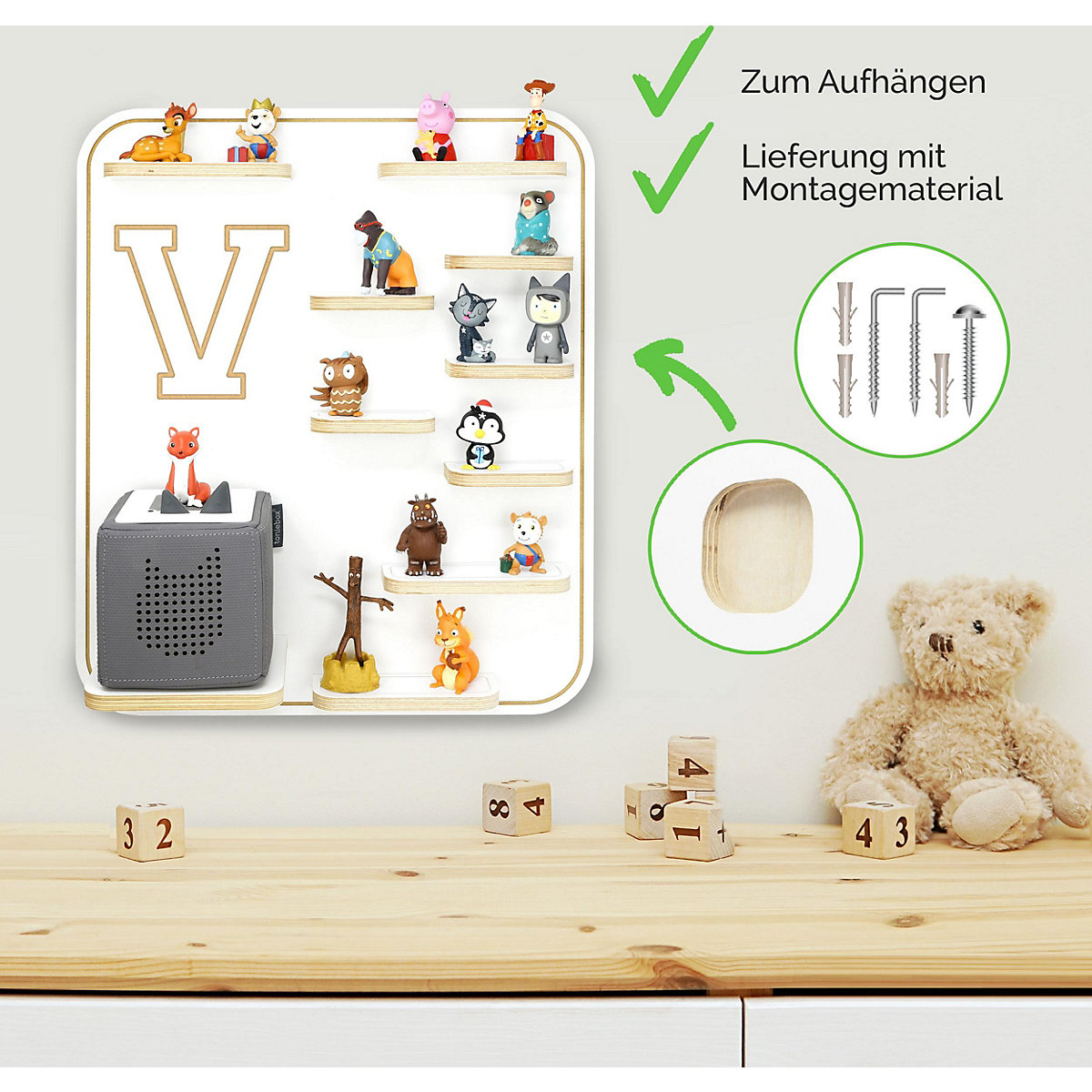 Regal für Musikbox Buchstabe V - geeignet für Toniebox