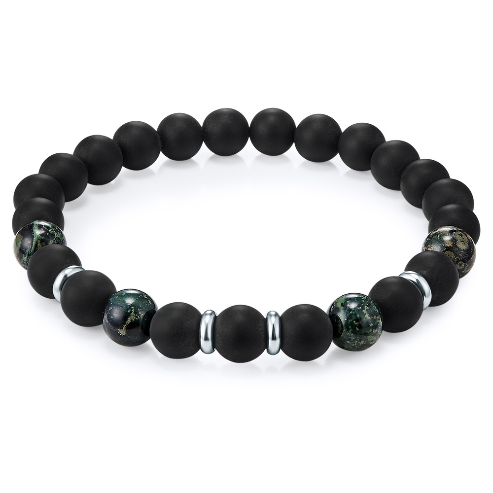 True Rebels Bracelet en pierres précieuses Bird Stone Agate en Noir Bracelet