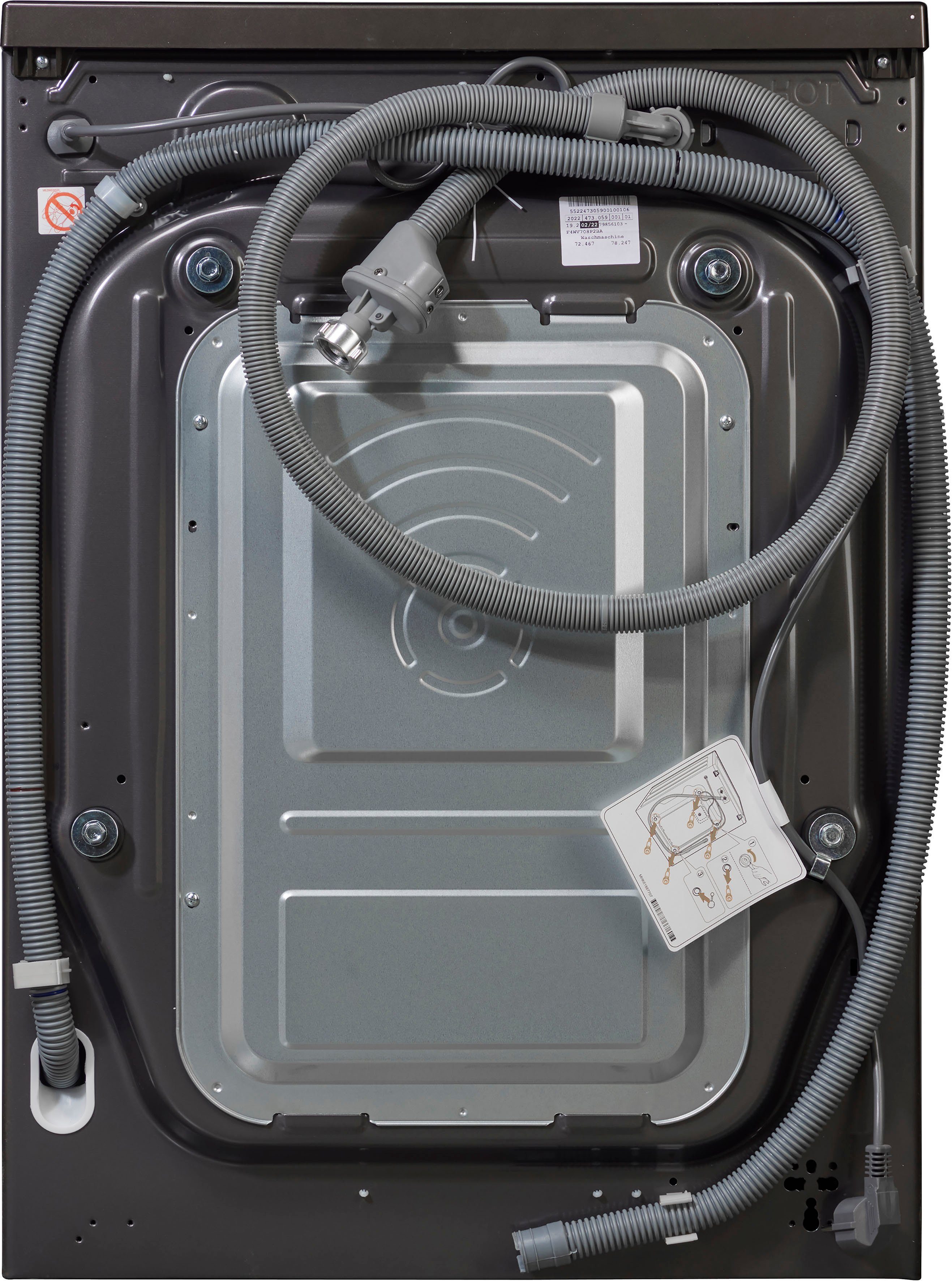 LG Waschmaschine F4WV708P2BA, 8 kg, 1400 U/min, TurboWash® - Waschen in nur 39 Minuten