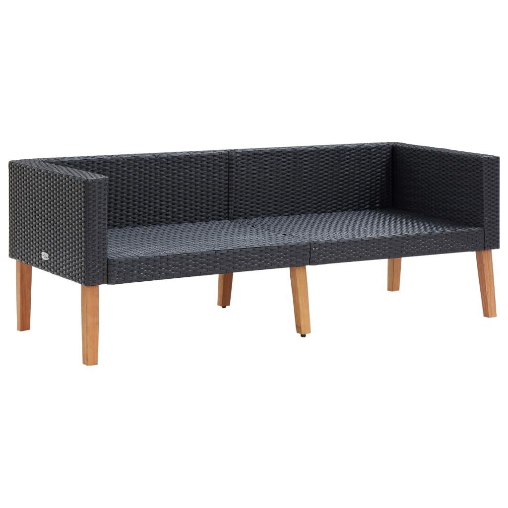 vidaXL Gartenlounge-Set 2-tlg. Garten-Lounge-Set mit Kissen Poly Rattan Schwarz, (1-tlg)