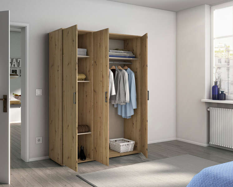 Rauch Möbel Voyager Drehtürenschrank, Schrank, Eiche Artisan, 3-türig