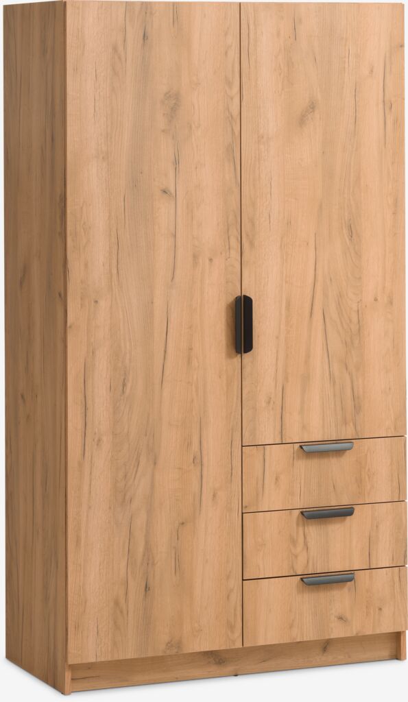 Armário JENSLEV JENSLEV 96x176 com 2 portas e 3 gavetas na cor carvalho.