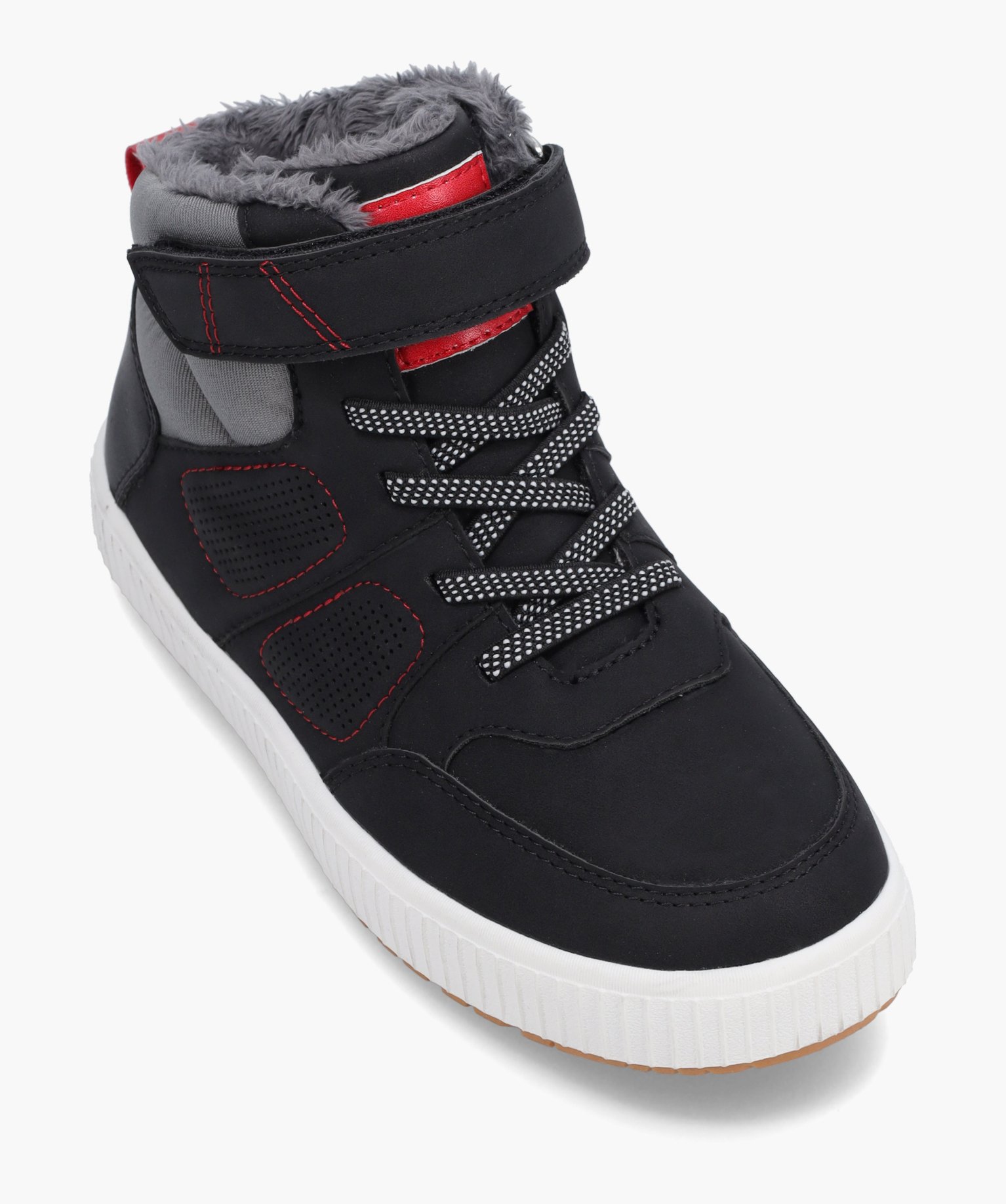 Boots fourrées Garçon bicolores style baskets mid-cut marine noir | GEMO