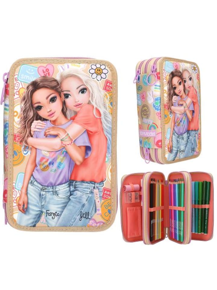 Depesche 3-Fach Federtasche GIRL POWER inkl. Stifte TOPModel 7,5 x 13 x 20 cm in bunt günstig kaufen onesize