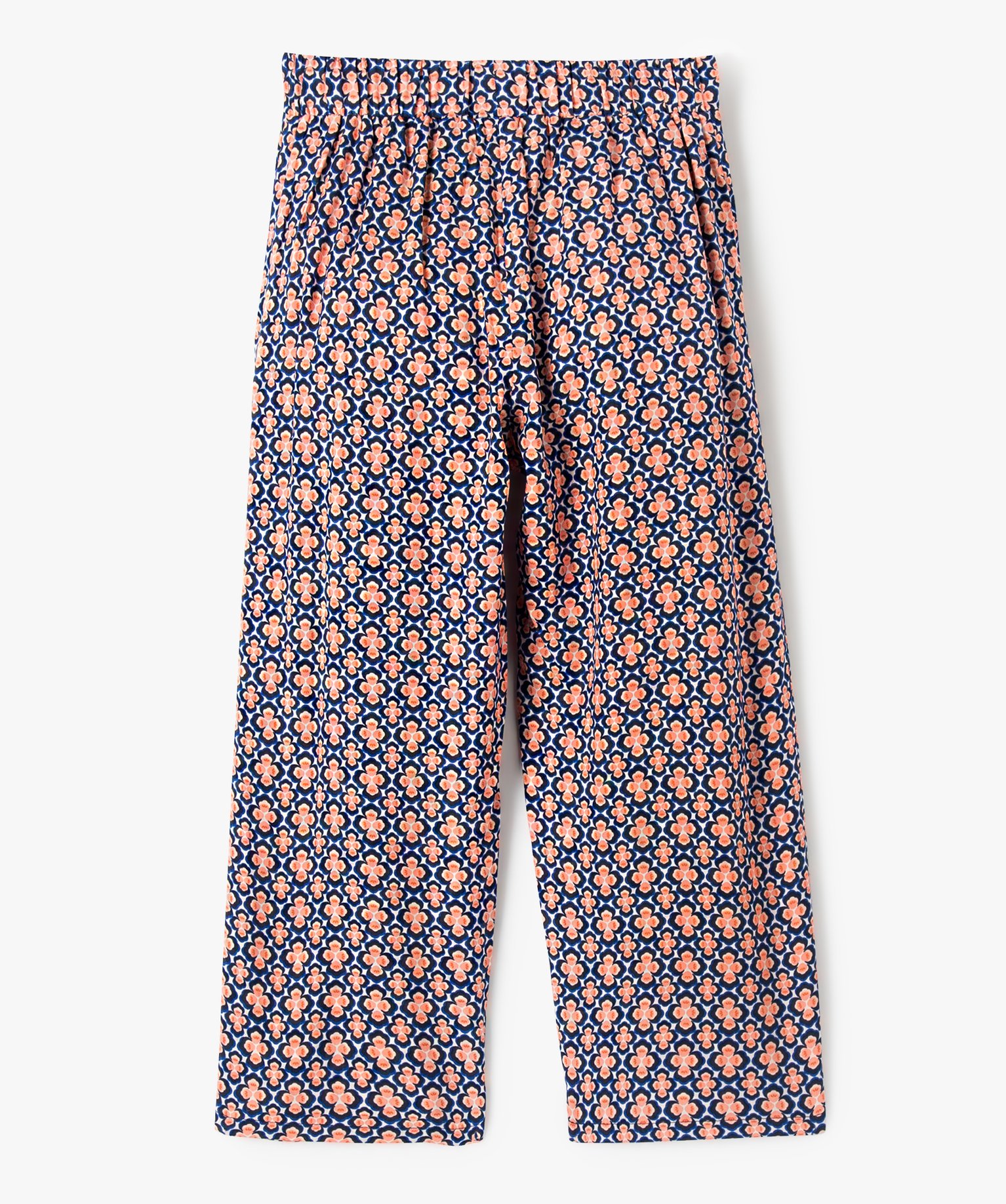 Pantalon fille large et fluide à motifs bleu | GEMO