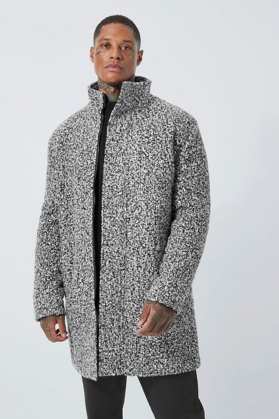 Jacke in Wolloptik mit Trichterkragen